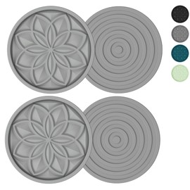 HFHOME Silicone Coasters Set, 4 Pcs Drink Coasters for Coffee Table, Bar Tabletop Protection - Dark Gray