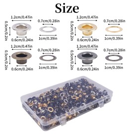 KJLEEN 500 Sets 6mm Grommet Eyelet Kit Brass Metal Eyelets with Storage Box, 1/4 inch Gold Silver Black Bronze Eyelets for DIY Shoes Belts Handbags Trench Jackets Coats Denim Fabric Leather（4 Colours）