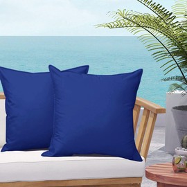 SOFJAGETQ Outdoor Pillow Covers Navy Blue for Patio, Porch, 18x18, 2PCs
