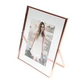 AhaGo Rose Gold Floating Frame (8"x10", Vertical), For Picture 7x9, 6x8, 5x7, Adjustable Tabletop Shelf Photo Frame, Classy Gift For Festival, Wedding, Home or Office Décor