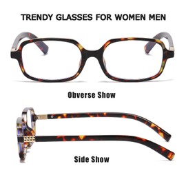 JUDOO Retro Rectangle Glasses for Women Men Tortoise Shell Blue Light Blocking Glasses Small Square Vintage Cute Eyeglasses (Tortoise Frame/Blue Light Blocking Lens)