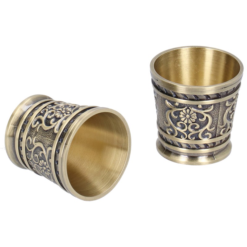 2pcs Embossed Pattern Retro Wine Cup Household Drinking Wine Glass