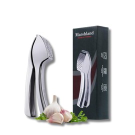 Marshland Premium Garlic Press - Easy to Clean Heavy Duty Garlic Presser & Mincer - Durable Garlic Crusher - No Peel Needed - Crush Garlic & Ginger Effortlessly - Dishwasher Safe.