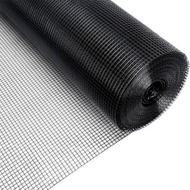 Zevemomo 24" x 50' 1/4inch PVC Hardware Cloth Vinyl Coated Chicken Wire Fence Galvanized Welded Mesh Roll for Home Garden Rabbit Cage, Black-PVC