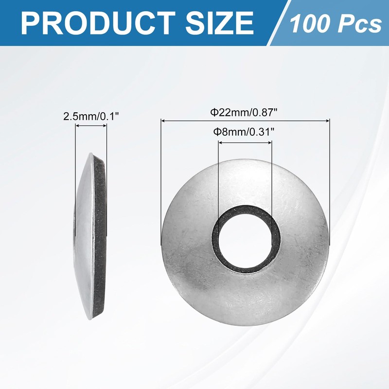 uxcell 100Pcs 5/16" x 7/8" Sealing Washers, 304 Stainless Steel
