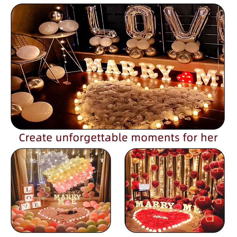Pyrrhiax 2000PCS Silk Rose Petals with 24 LED Tea Lights