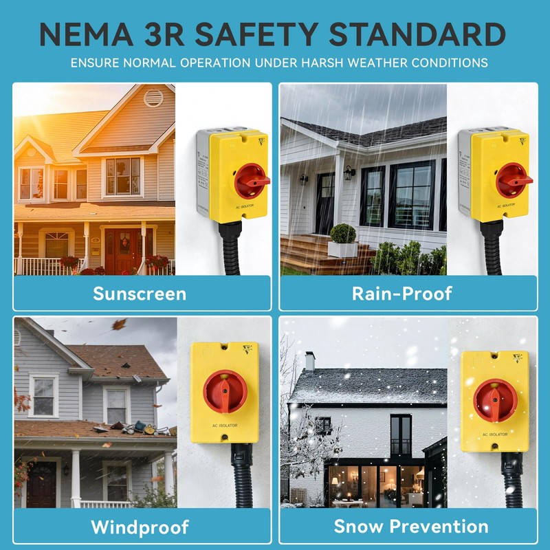 20 Disconnect Switch Box Outdoor, Isolator Switch, 4 Pole, IP66