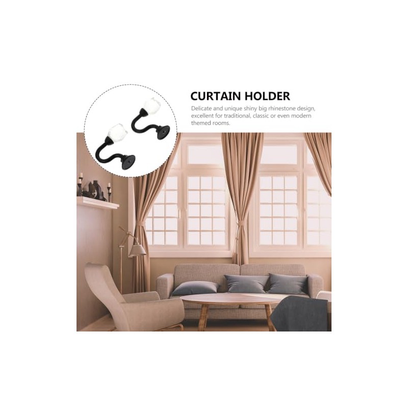 Cabilock Ganchos Decorativos para Cortinas, Cristal Negro