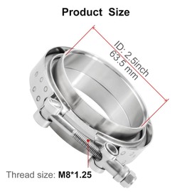VehiMata 2.5 Exhaust Flange, 4PCS V Band Clamp with Flange Male Female Stainless Steel