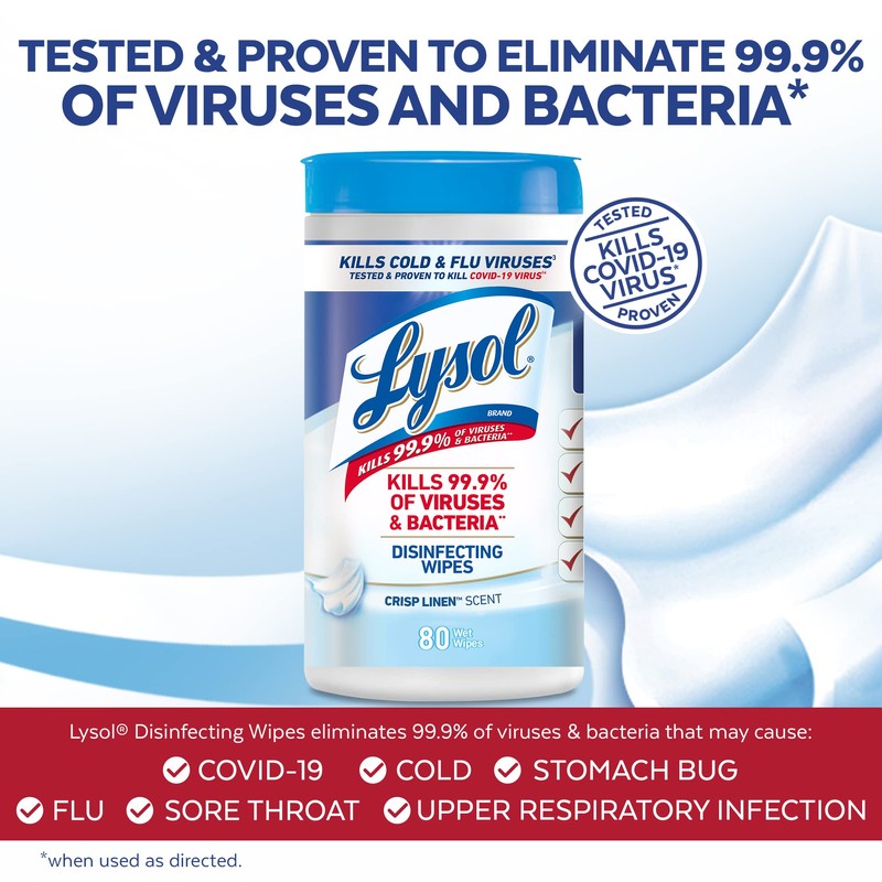 Lysol Disinfectant Wipes, Dorm Room Essentials, Multi-Surface Antibacterial Cleaning Wipes,