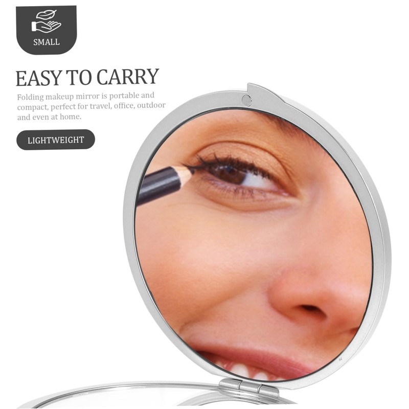 WOFASHPURET ポータブル旅行用ライト付き化粧鏡 5倍拡大鏡 折りたたみデザイン 女性 女の子用 小型ポケットミラー コンパクト ミニ ラウンドミラー