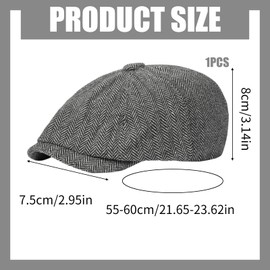 Newsboy Caps for Men Peaky Blinders Hat Mens Caps Flat Boys Flat Cap Cotton Newsboy Cap Adjustable Cabbie for Men Tweed Flat Caps Men for Men Boy Autumn Winter (UK, Alpha, One Size, Light Grey)