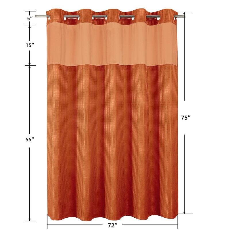 No Hook Shower Curtain with Snap in Fabric Liner, Waffle