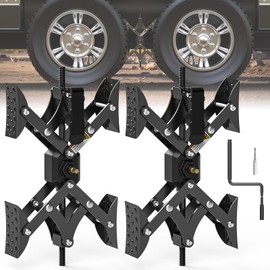 Sulythw X-Shaped Wheel Chocks for Travel Trailer【Allow Drill Adjust】 RV Stabilizers X chocks Camper Wheel Chock for Travel Trailers RV Accessories Wrench Adjustable 3"-11.5" （2 PCS） Black