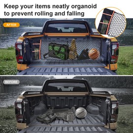 Envelope Style Truck Bed Cargo Net Compatible with 2013-2024 Chevy Silverado 1500 & GMC Sierra 1500,Highly Elastic Truck Cargo Net for Silverado and Sierra 1500 Accessories (Upgraded Storage Bag)