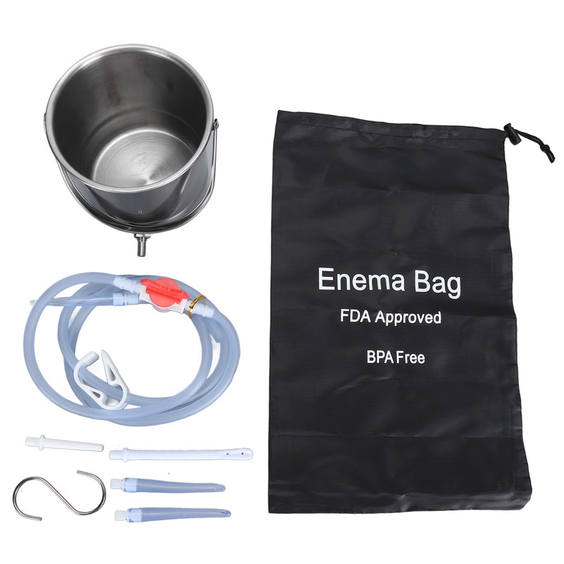 Enema Bucket Kit 1.6L Stainless Steel Bucket Reusable Shower Enema