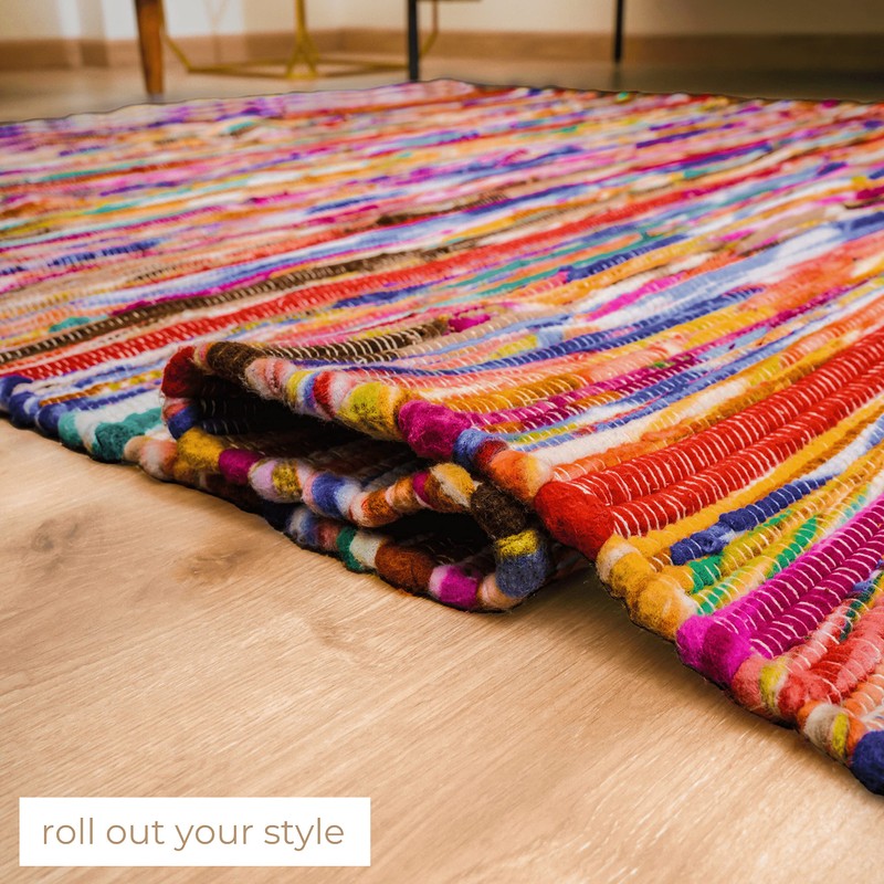 RAJRANG BRINGING RAJASTHAN TO YOU Chindi Patchwork Rug, 50 x