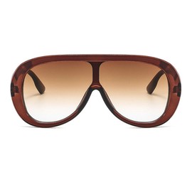 willochra Oversized Pilot Sunglasses Women Fashion Big Frame One Piece Sun Glasses Mask Goggle Trendy Metal Frame Oval Shades (TEA)