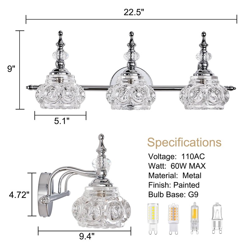 DJFHKO Vanity Lights for Bathroom Vanity Light Fixtures Chrome Vanity
