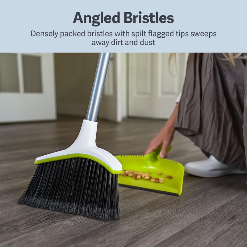 Casabella Basics 2-Piece Angled Broom and Dustpan Set, 44" Angled