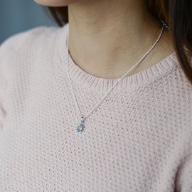 MATERIA by Matthias Wagner Women's Blue Topaz Pendant 925 Silver Rhodium-Plated Gemstone, Gemstone, blue topaz