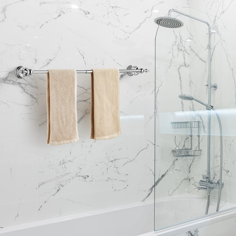 BATHSIR Crystal Towel Bar 24 Inch, Chrome Bathroom Towel Rack,