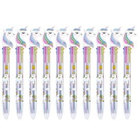 12 Multicolor Ballpoint Pen Retractable Gel Pen Unicorn Shuttle Pens Liquid Ink Pens Set Pen Supplies Office Gifts 6-Color-In-1