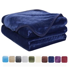 Soft Twin Size Blanket All Season Warm Fuzzy Microplush Lightweight Thermal Fleece Blankets for Couch Bed Sofa,66x90 Inches,Dark Blue