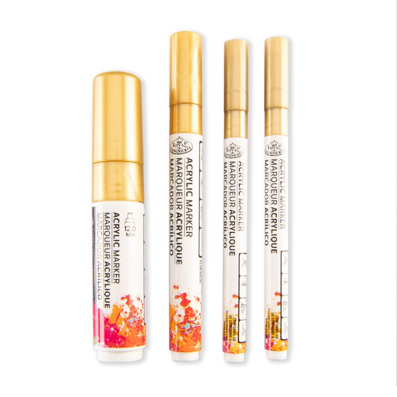 Royal & Langnickel 4 x Gold Acrylic Paint Markers Sizes