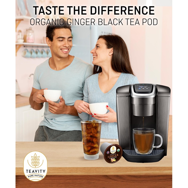 Organic Ginger Tea Pods for Keurig with Unsweet Black Tea