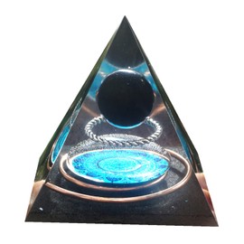 Handmade Obsidian Crystal Sphere Orgonite Pyramid with Copper Reiki Energy Chakra Healing Orgone Collection Meditation Pyramides