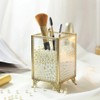 Makeup Brush Holder Vintage Glass Handmade Organizer with White Pearls