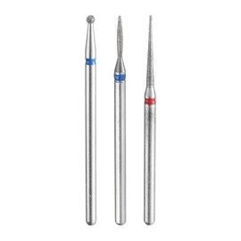 sourcing map 3pcs Diamond Grinding Bit 1.3/1.4/1.8mm Tapered Oval Ball Head 2.35mm Shank Stone Sanding Drill Bits Rotary Tool for Ceramic Glass Nails Grinding Polishing