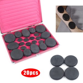 Hot Stones Massage Set, 20 Pcs Basalt Hot Stones Kit with Heater Box ​Basalt Stone Rock SPA Oiled Massager + Warmer Box
