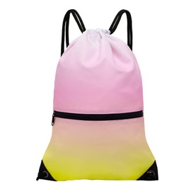 HOLYLUCK Drawstring Backpack Bag Sport Gym Sackpack, Gradient Yellow Pink,