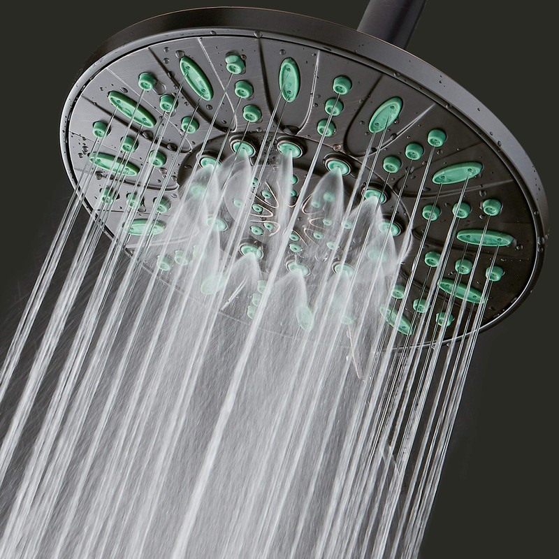 AquaDance 7-inch 6-Setting Rainfall Showerhead with Anti-Microbial Microban Protection from