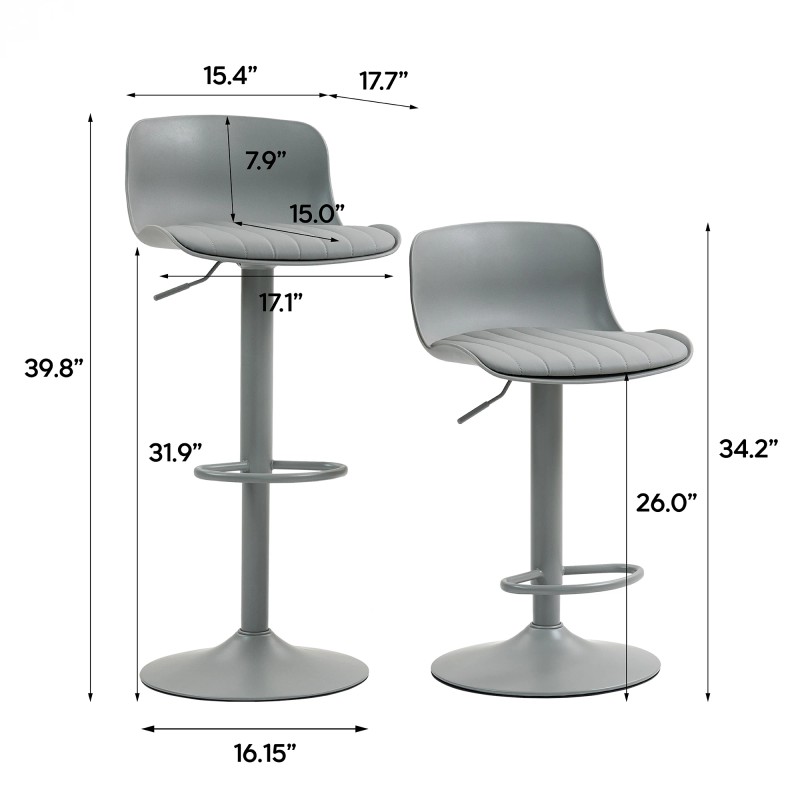 Modern Eco-Friendly Bar Stools Set 2 Height Adjustable Swivel Counter