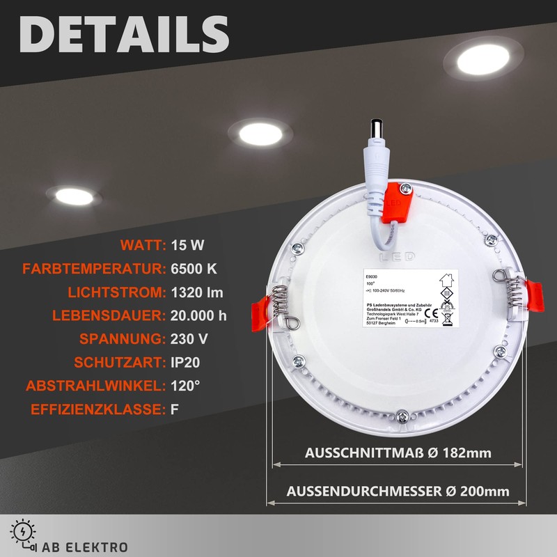 AB Elektro LED Recessed Spotlight 230 V Flat – Set