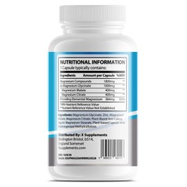Magnesium 3 in 1, +zinc, 1 Capsule a Day, 60 Capsules, 2 Month Supply, glycinate, Malate, Citrate, high Strength Capsules, 1800mg