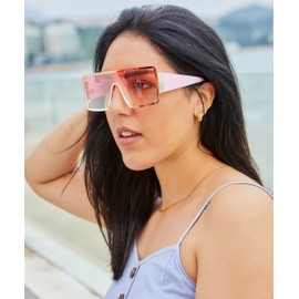 FEISEDY Oversized Square Sunglasses for Women Men Flat Top Shield Sunglasses One Piece Frameless Shades B2767