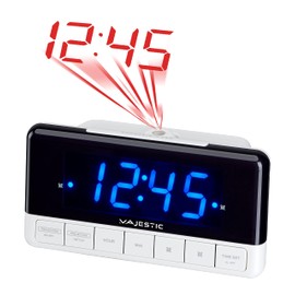 Majestic SVE 337P Digital Alarm Clock with LED Display, 1.2 Inches, Hour Projection, Double Alarm, Snooze, White