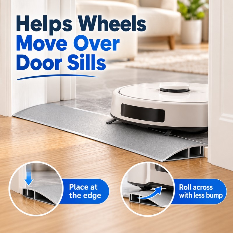 17.72-Inch Modular Aluminum Ramp for Doorway Transitions – 2-Piece Anti-Slip
