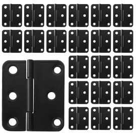 suiwotin 24pcs Butt Hinges Black Door Hinges, 1.5" x 1.3" Cabinet Door Hinge, Flat Folding Box Hinges for Jewelry, Wooden Box, Small Cupboard Furniture Hinges