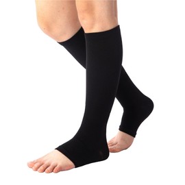 Calcetines de compresión sin Dedos de los pies Abiertos, 3 Pares de 15 a 20 mmHg Apoyo Embarazo, Correr, Deportes, Viajes de Vuelo, S / M, Negro