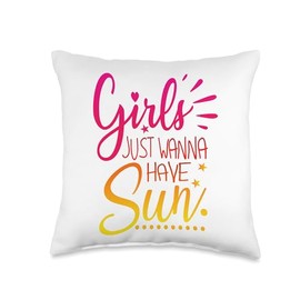 Girls want Sun Beach Vacation essentials Women's Tops Throw Pillow
