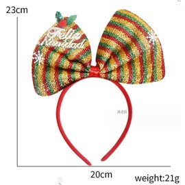 Dusenly Pack of 3 Christmas Bow Headbands Red Green Chrismtas Hair Bands Bowknot Hair Bows Hair Hoop Xmas Hair Accessories for Women and Girls
