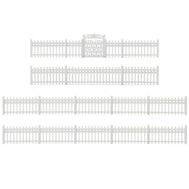 1 Piece Gauge N 1:160 Model Fence Plastic Fence Kit Landscaping Decoration (White with Door)
