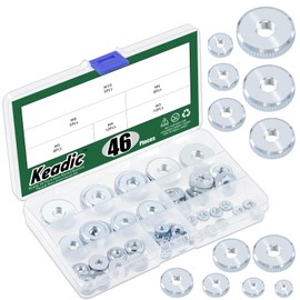 Keadic 46Pcs Round Knurled Thumb Nuts Conector Lock Adjusting Nuts,6size,Iron Round Knobs Fasteners for 3D Printer Parts, Silver Tone(M3, M4, M5, M6, M8, M10) Blue White Zinc