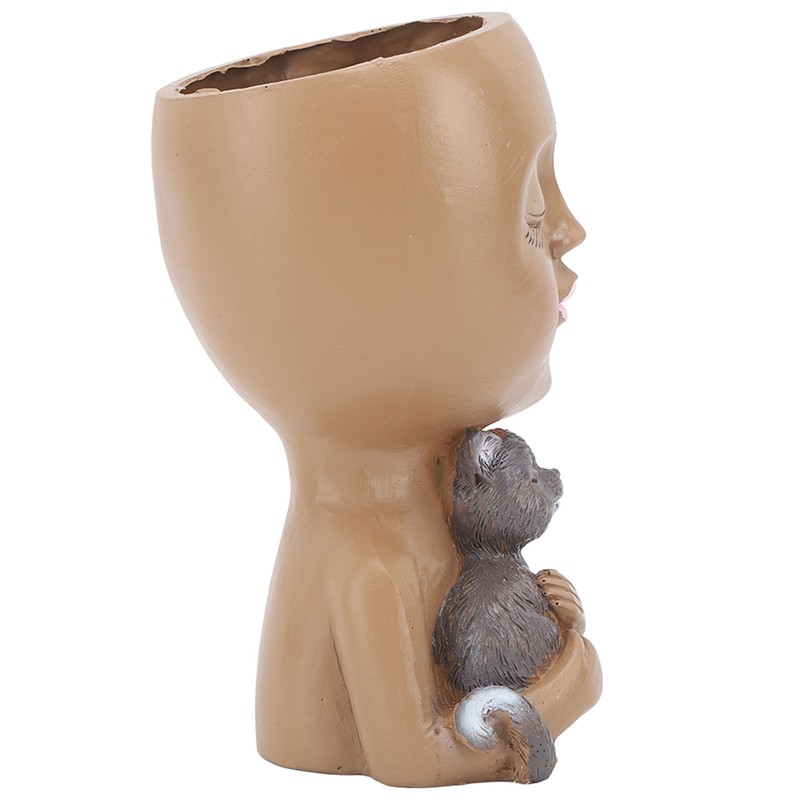 Funny Face Planter Pot Girl Head Planter Innovative Decorate Resin