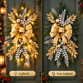 Christmas Wreath for Holiday Décor – Festive Greenery with Optional LED Lights for Doors, Stairs, Walls & Windows